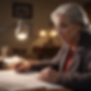 Elderly individual reviewing financial documents