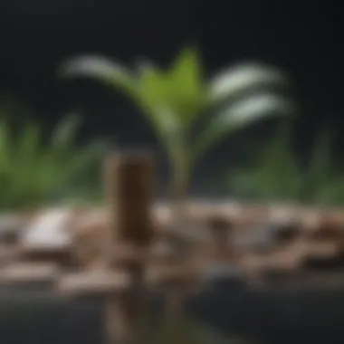 Stack of Coins with Growing Plant Sprouting from the Pile