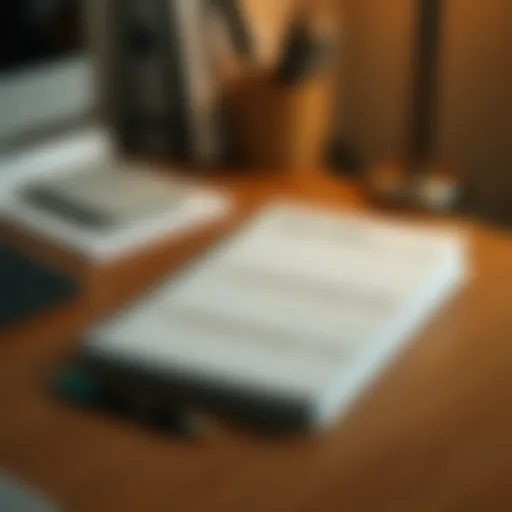 A minimalist budgeting planner on a wooden desk