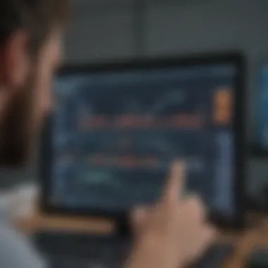 Person analyzing tax data on a computer screen