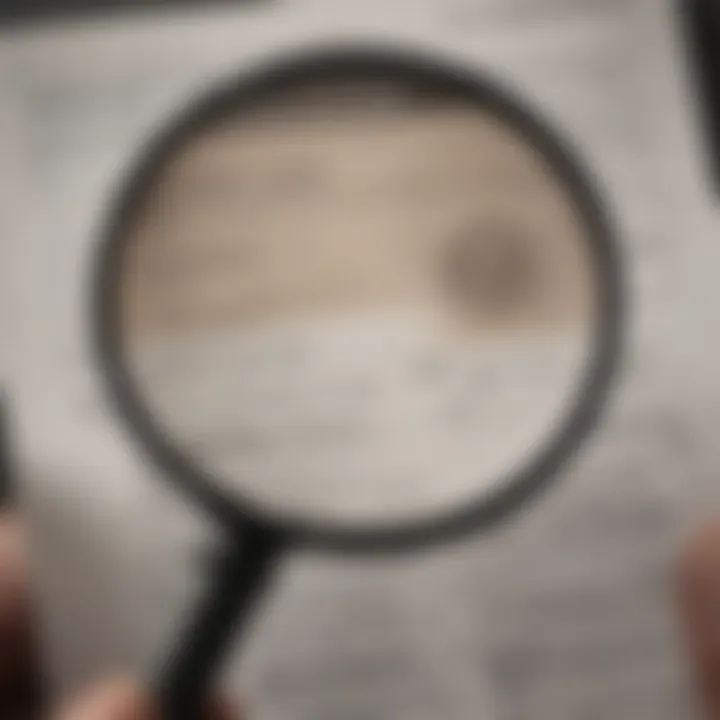 Illustration of a magnifying glass focusing on a tax form