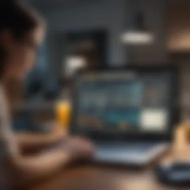 Evaluating Financial Options Online An individual analyzing options on a laptop screen