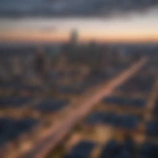 Aerial view of Dallas skyline showcasing residential areas