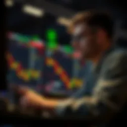 Illustration of a trader setting a limit buy order on a trading platform.