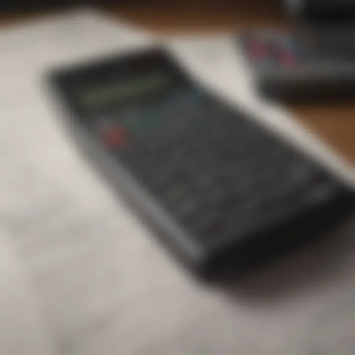 Calculator and financial documents