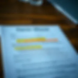 Visual representation of a term sheet with highlighted sections