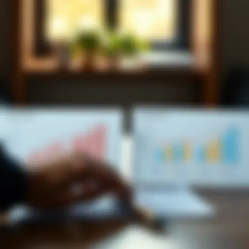 Two opposing financial graphs illustrating asset division