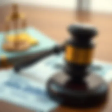 A gavel with financial documents symbolizing legal aspects of divorce