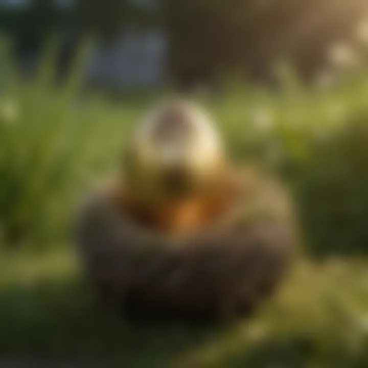 A creative depiction of a retirement nest egg symbolized by a golden egg resting on a bed of grass