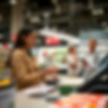 Retail Store Checkout A retail store checkout with a cashier handling a check