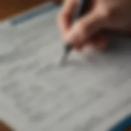 A close-up view of a check being filled out with personal details.